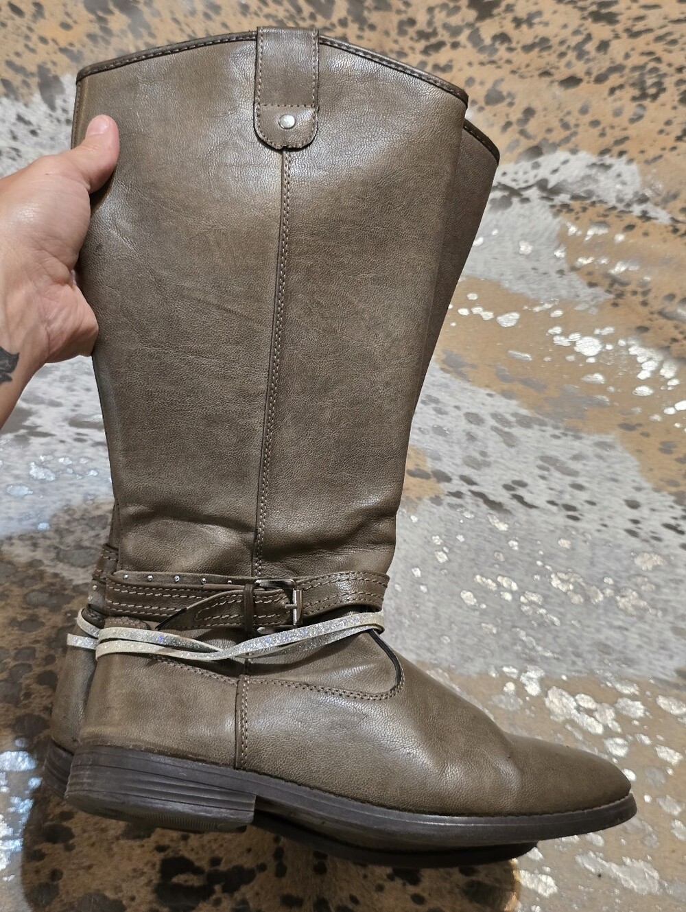 Kohl's Olive-Tone Mid-Calf Buckle Riding Boots